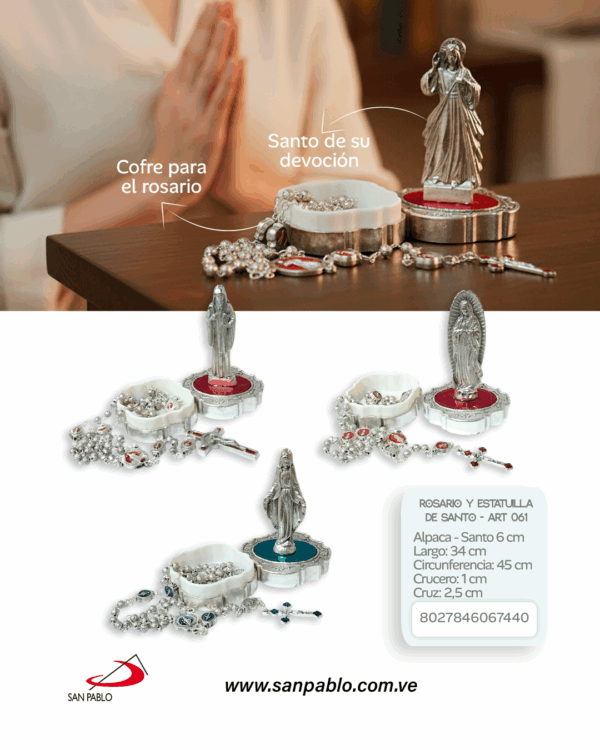 PORTA ROSARIO ESTATUILLA Y ROSARIO DEVOCIONES - ART. SC 060-123